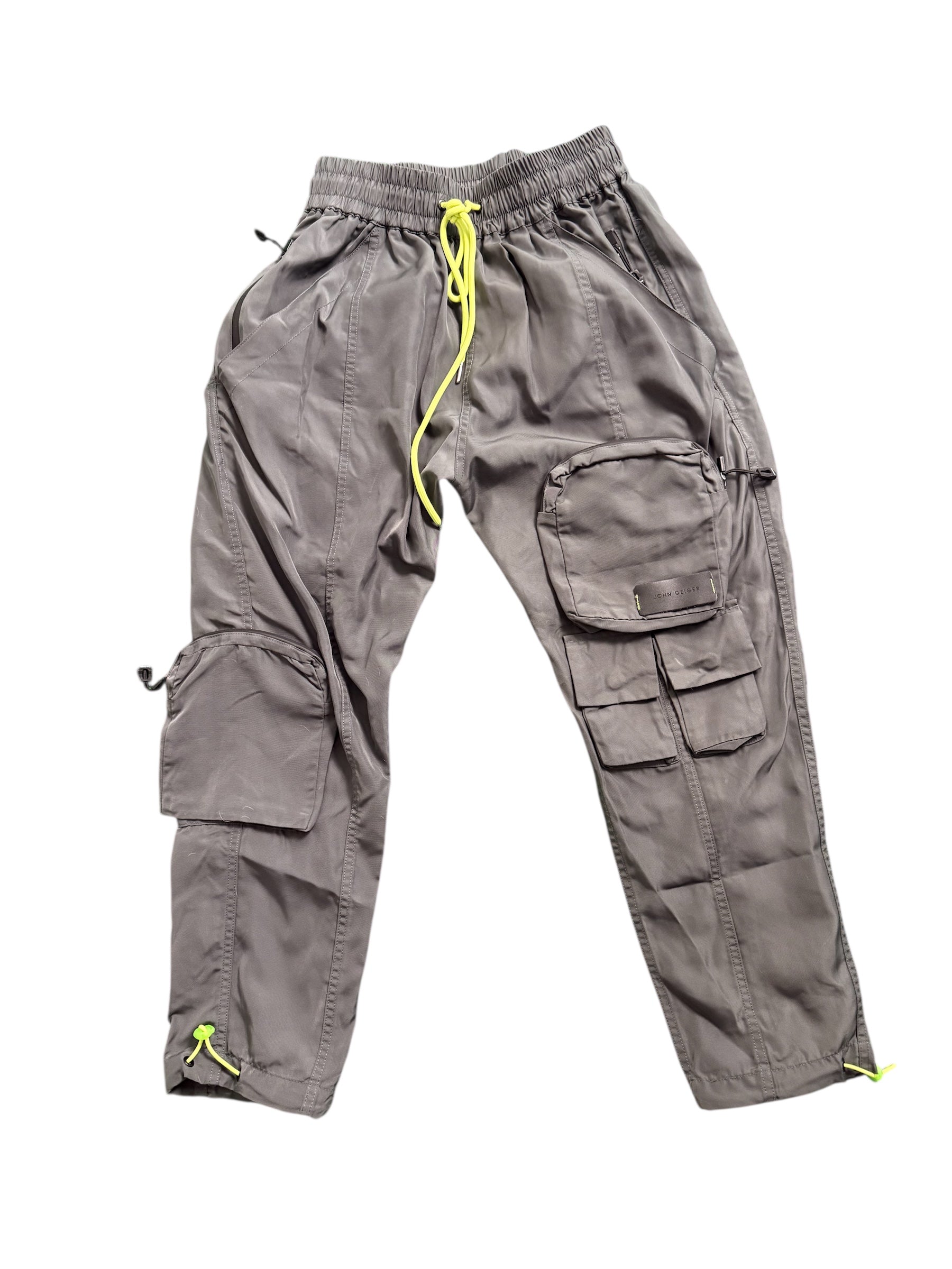 John Geiger Pocket Cargo Pants in the Grey/Lime colorway.